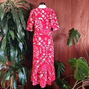 Rhode X Target Red & Pink Floral Linen Summer Maxi Dress 12